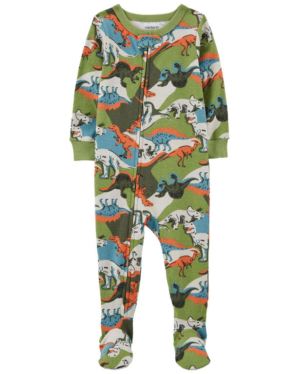 Carter's One Piece Dinosaur 100% Snug Fit Cotton Footie PJs Green
