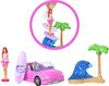 Barbie Mini BarbieLand Doll & Vehicle Set with 1.5-inch Doll & Beach Convertible with Color-Change