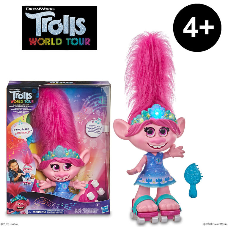 DreamWorks Trolls World Tour - Dancing Hair Poppy Interactive Talking Singing Doll with Moving Hair - English Edition