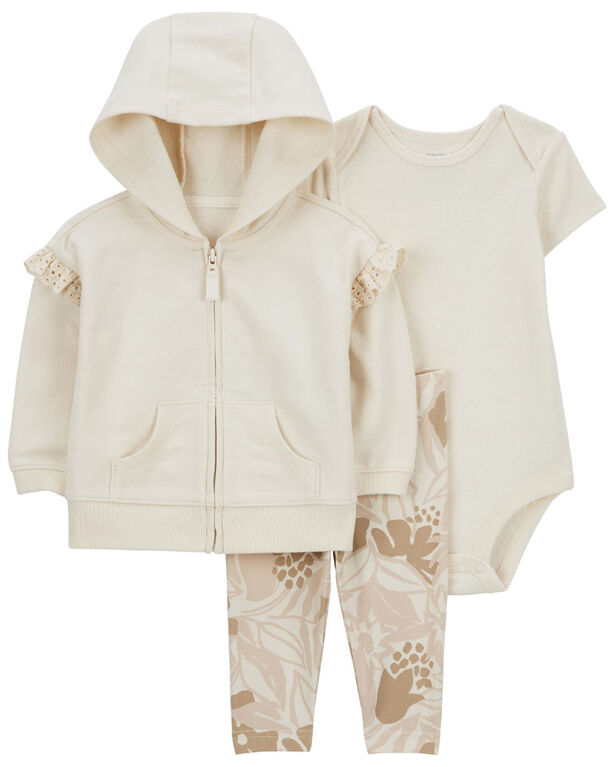 Ensemble 3 pi&egrave;ces Carter's petit blouson &agrave; volants, havane &ndash; NN
