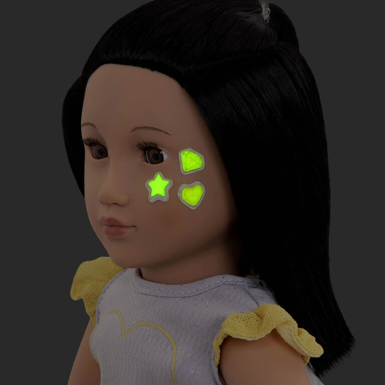 Our Generation, Aisha "Ready To Glow", 18-inch Deco Doll with Glow-in-the-Dark Tattoos