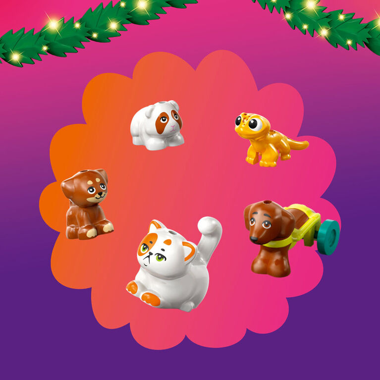 LEGO Friends Le calendrier de l'Avent 2025, Ensemble de Construction de Noël pour Enfants, 5 Minipoupées, 5 Animaux 42668