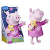 Peppa Pig Peluche Peppa berceuse, peluche de 28 cm avec ourson - Édition anglaise