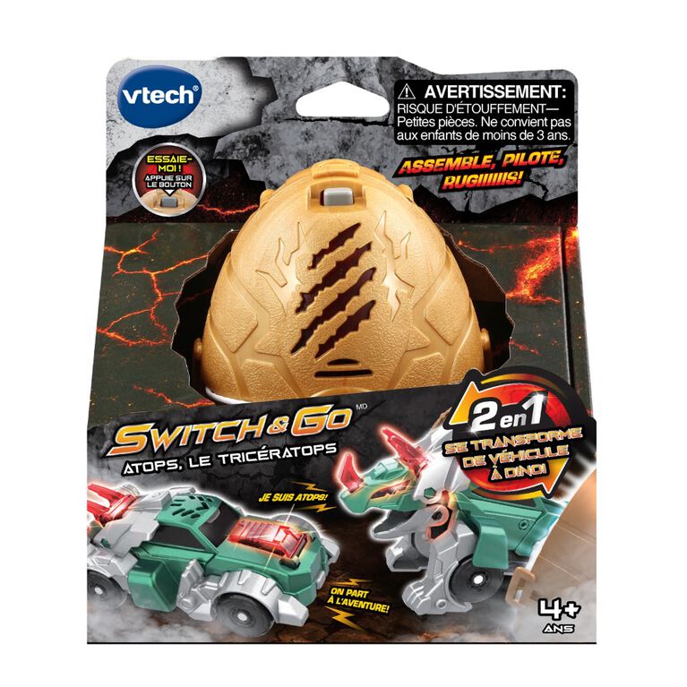 VTech Switch and Go Hatch and Roaaar Egg Triceratops Race Car - French Edition