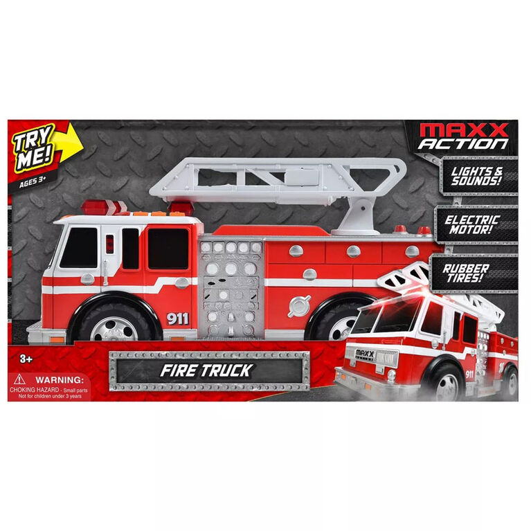 Maxx Action 12" Motorized 'Lights & Sounds' Vehicles Large Rescue Fire Truck