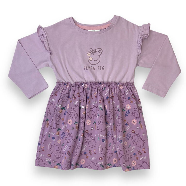 Peppa Pig Frill Long Sleeve Dress - Purple 4T