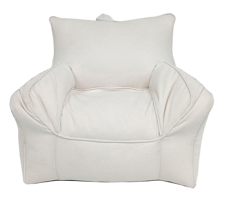 Pouf Kvell en velours côtelé ivoire