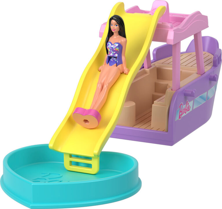 Barbie Mini BarbieLand Doll & Toy Vehicle Sets, 1.5-inch Barbie Doll & Iconic Toy Vehicle with Color-Change Surprise - Dreamboat