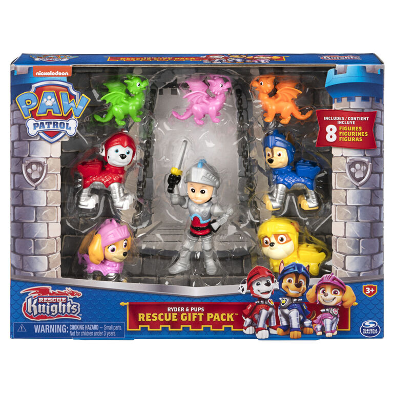 PAW Patrol, Rescue Knights Ryder and Pups Figure Gift Pack with 8 Toy Figures