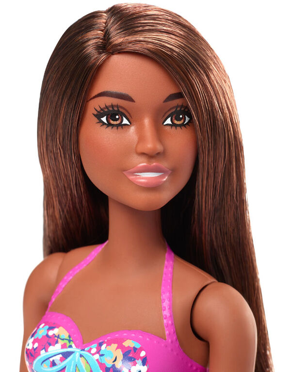 Barbie Doll, 11.5-inch Brunette, and Pool Playset with Slide and Accessories