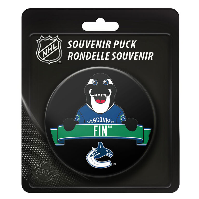 NHL Vancouver Canucks Fin Mascot logo'd puck