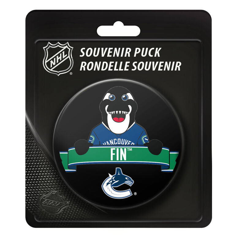 NHL Vancouver Canucks Fin Mascot logo'd puck