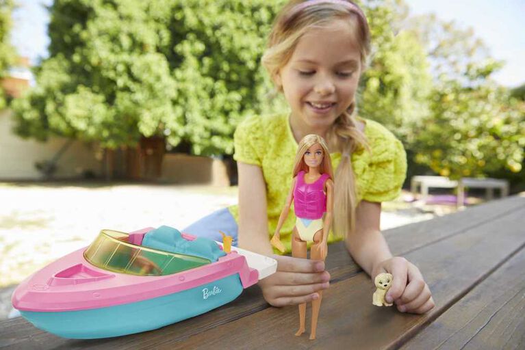Barbie-Poupée et bateau avec chiot et accessoires-Flotte sur l'eau