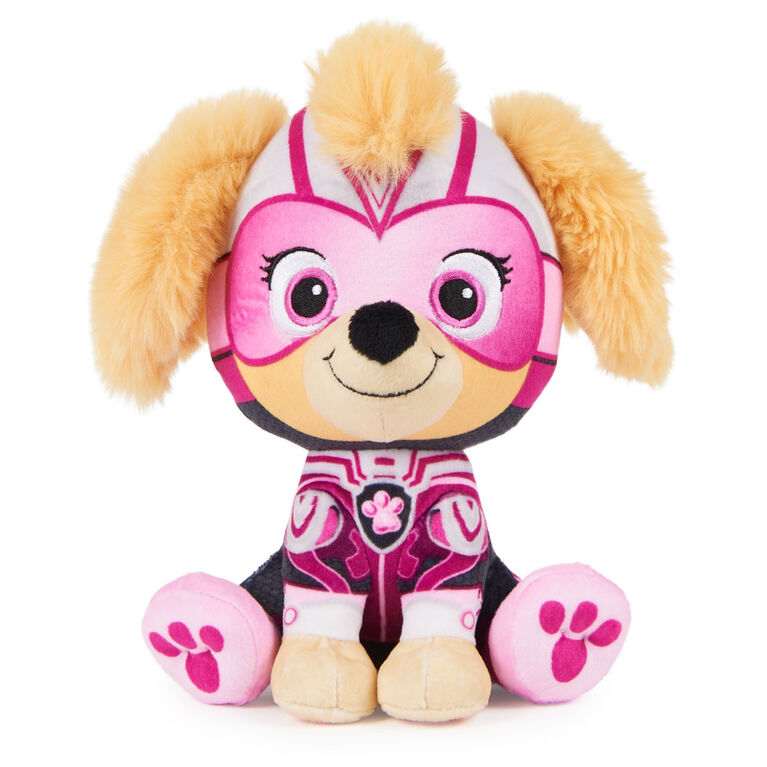PAW Patrol : La Super Patrouille le film, Peluche Stella Super Patrouille de 17 cm, animaux en peluche haut de gamme