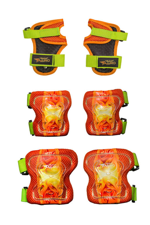 Flybar AERO Elbow Knee and Wrist Guard Junior Safety Set for Ages 5 to 10 (Orange)