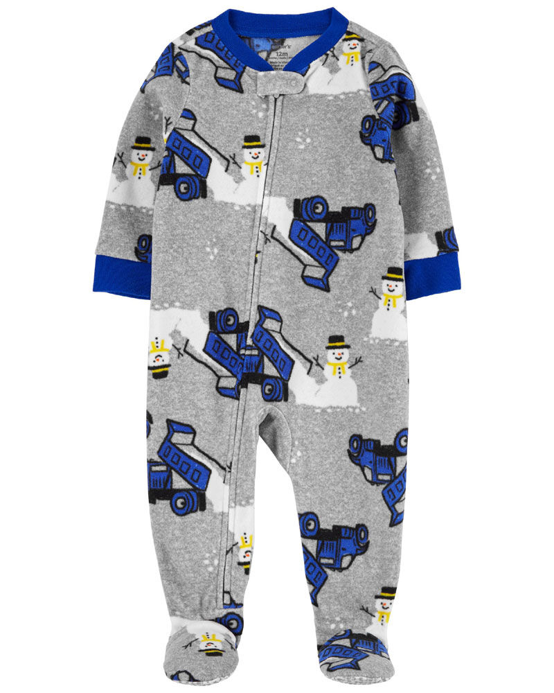 Carter s One Piece Snowman Fleece Footie Pajamas Grey 4T Babies