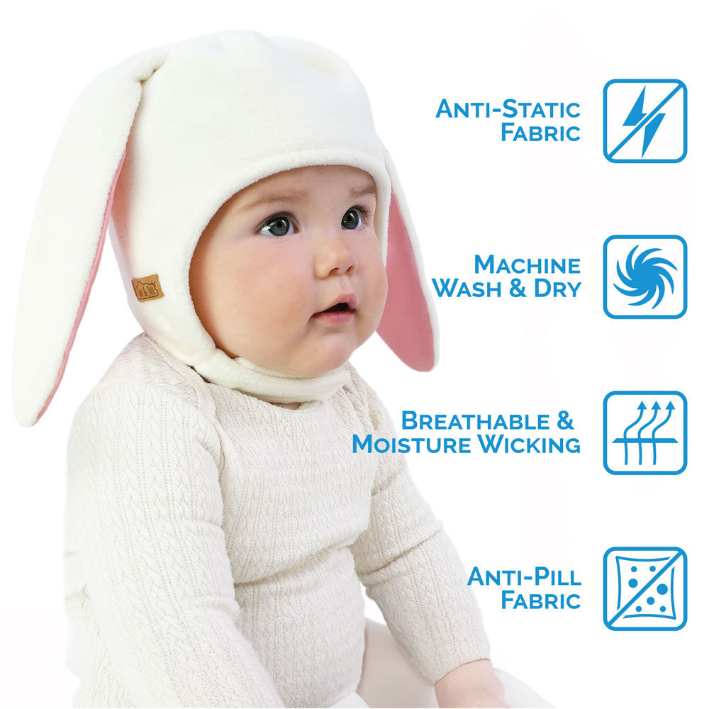 Kids Fleece Animal Hats | Cream Bunny