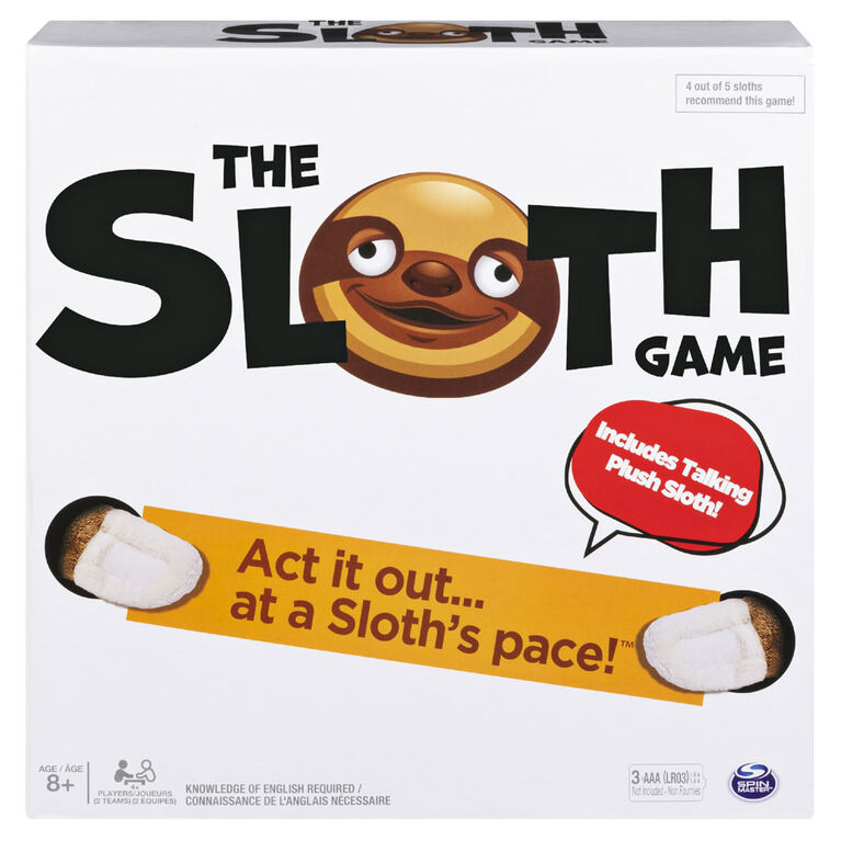 The Sloth Game, Team Charades and Task Game with Electronic Plush Sloth