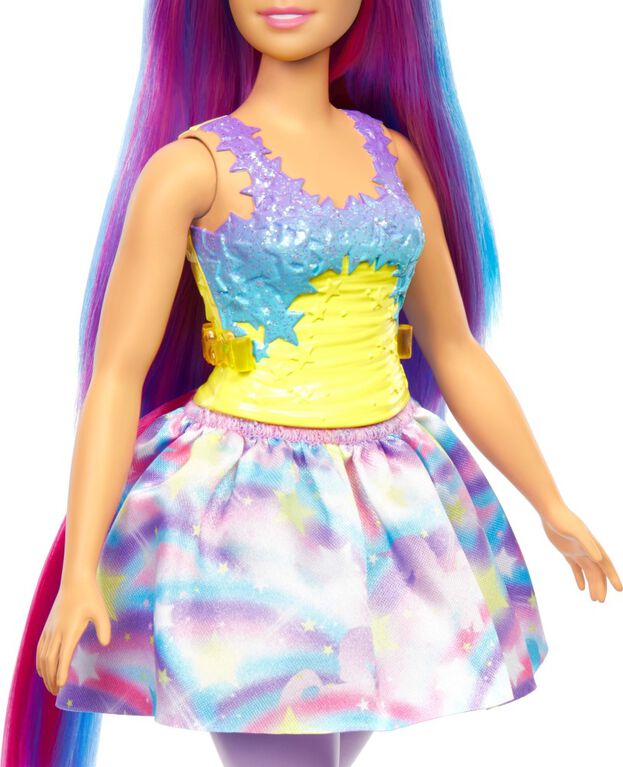 Barbie Dreamtopia Unicorn Doll (Curvy, Blue and Purple Hair), With Skirt, Removable Unicorn Tail and Headband