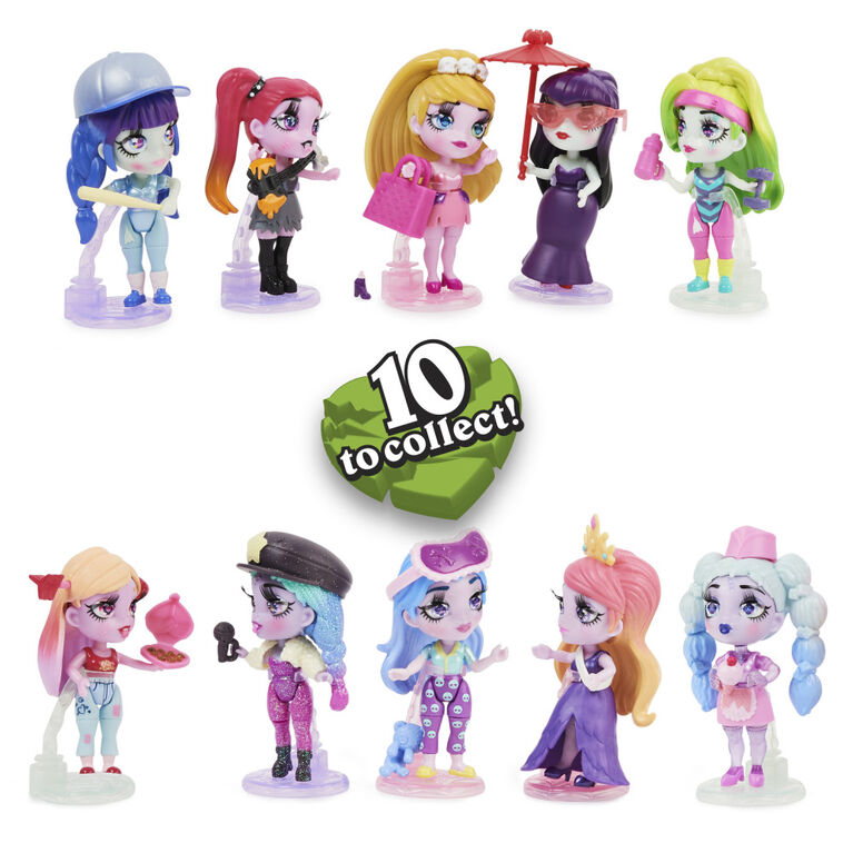 Zombaes Forever, Figurine surprise à collectionner avec accessoires pour poupées et cercueil (les styles peuvent varier), 8,9 cm