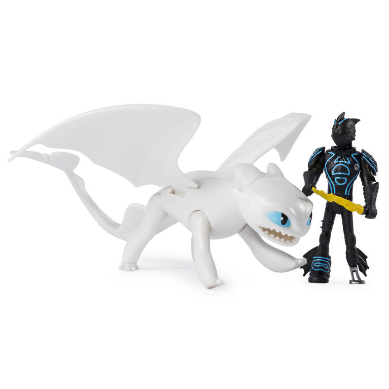 How To Train Your Dragon, Lightfury and Hiccup, Dragon with Armored Viking Figure