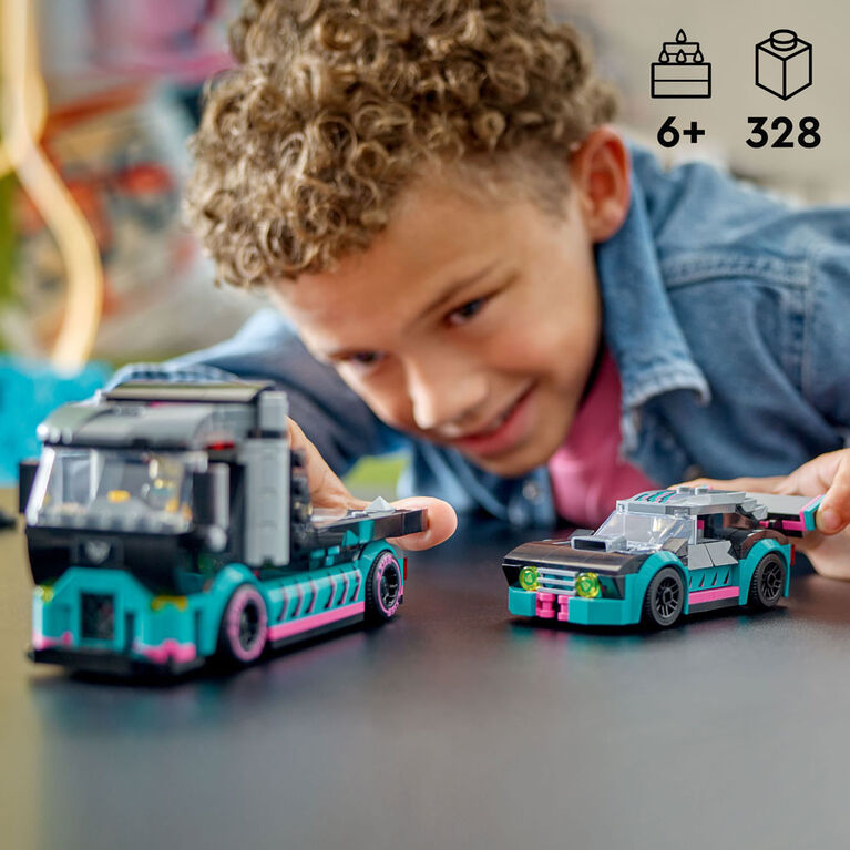 LEGO City La voiture de course et le camion porte-voitures Jouet de construction 60406