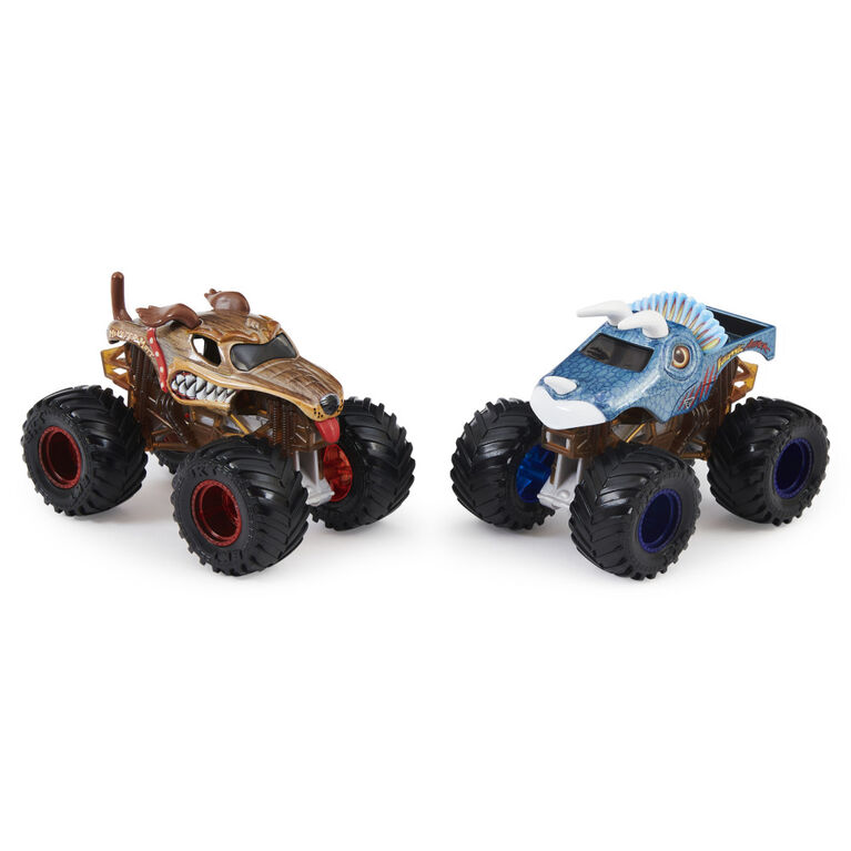 Monster Jam, Official Monster Mutt Vs. Jurassic Attack Color-Changing Die-Cast Monster Trucks, 1:64 Scale