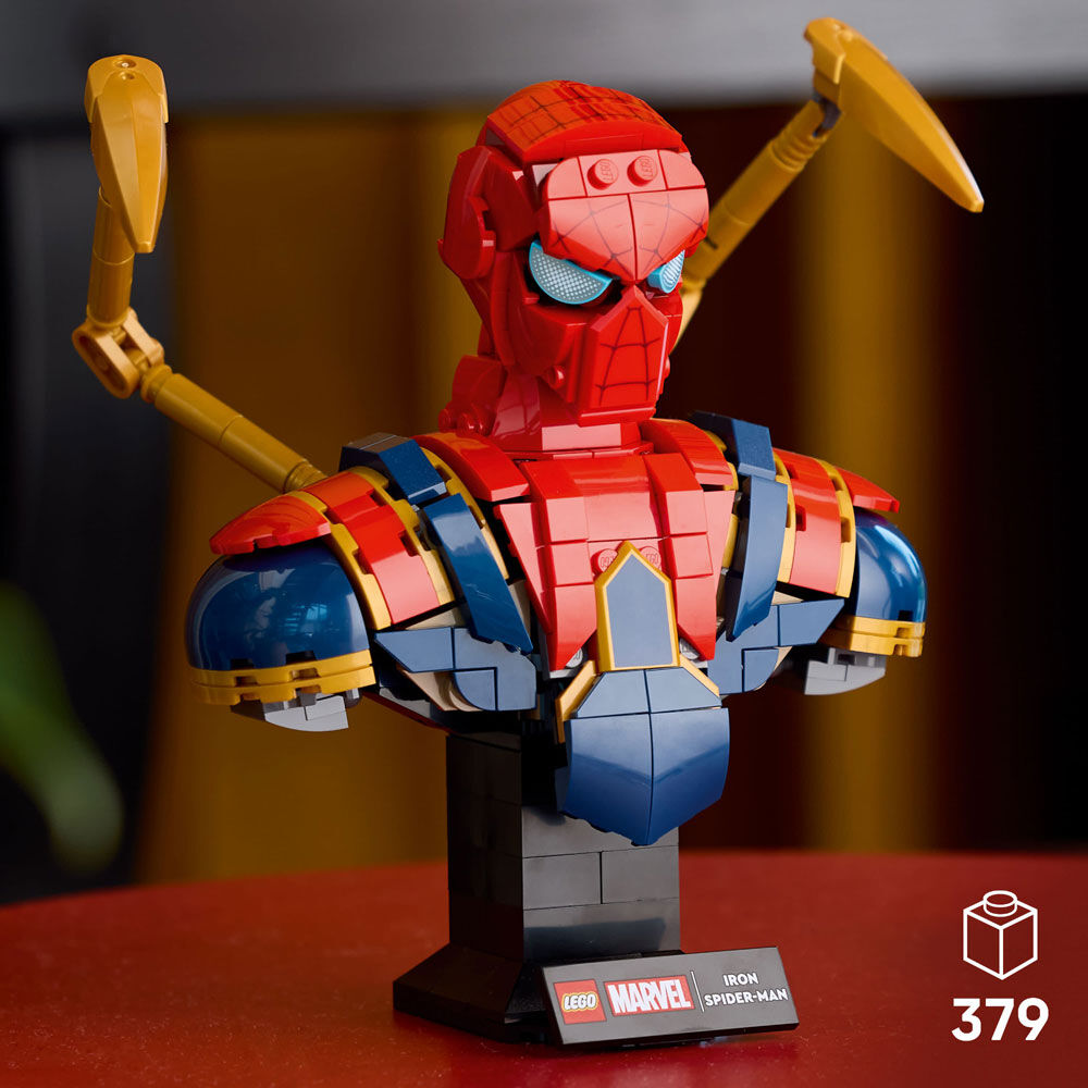 LEGO Marvel Iron Spider-Man Bust Building Kit - Includes Minifigure - Collectible for Adults, 18+ - 76326