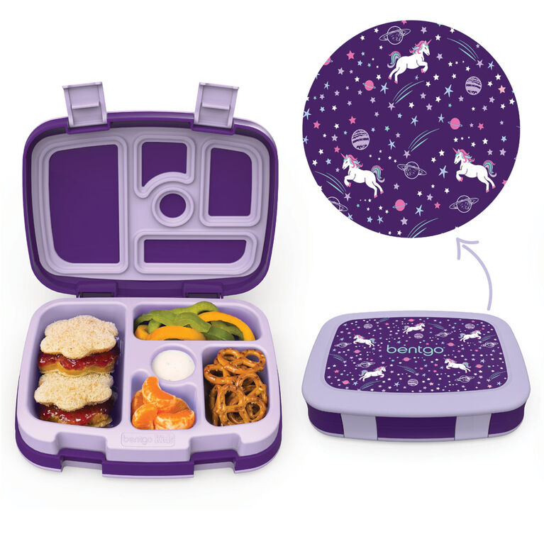 Bentgo® Kids 5-Compartment Lunch Box - Glitter Design for School, Ideal for  Ages 3-7, Leak-Proof, Drop-Proof, Dishwasher Safe, & Made with BPA-Free