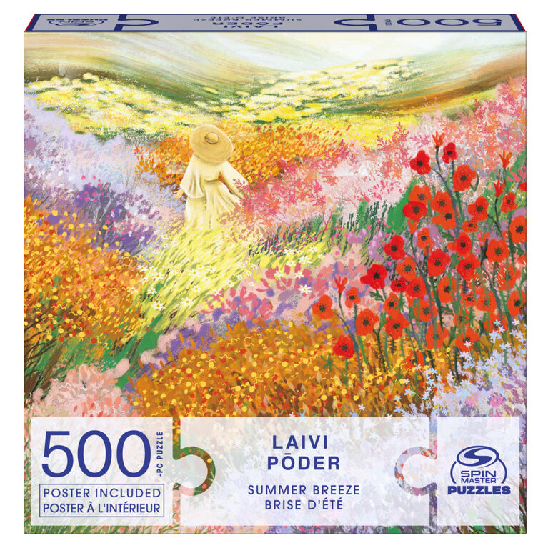 Spin Master Puzzles, Summer Breeze 500-Piece Jigsaw Puzzle Artist Laivi Põder Floral Landscape Art with Poster
