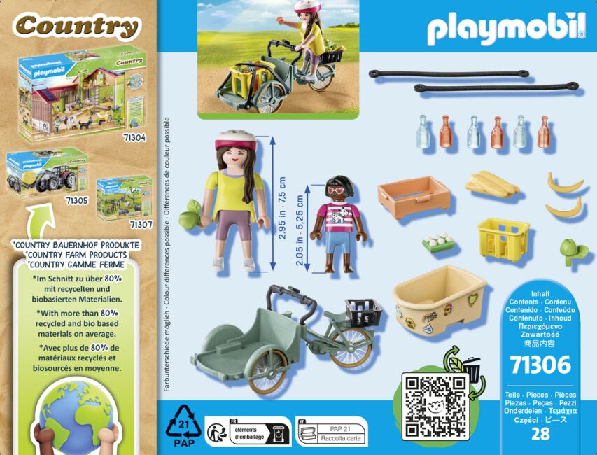 Playmobil Cycliste avec velo et remorque avant