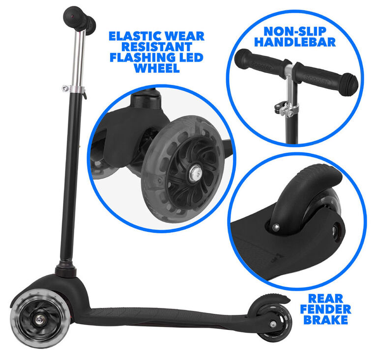 Rugged Racer Mini Deluxe 3 Wheel Kick Scooter - Black - English Edition