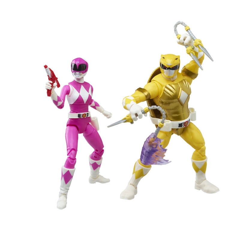 Power Rangers X Teenage Mutant Ninja Turtle figurines Morphed Michelangelo Ranger jaune et April O'Neil