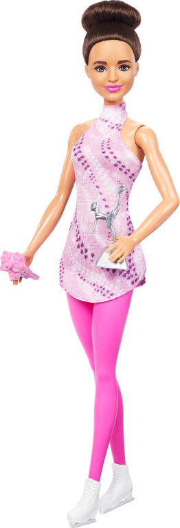 Barbie Careers Figure Skater Doll & Accessories, Brunette in Removable Skate Outfit with Trophy