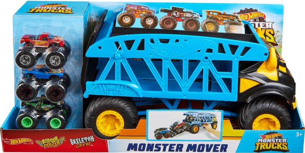 Hot Wheels Monster Trucks Monster Mover+3 Trucks Vehicle - R