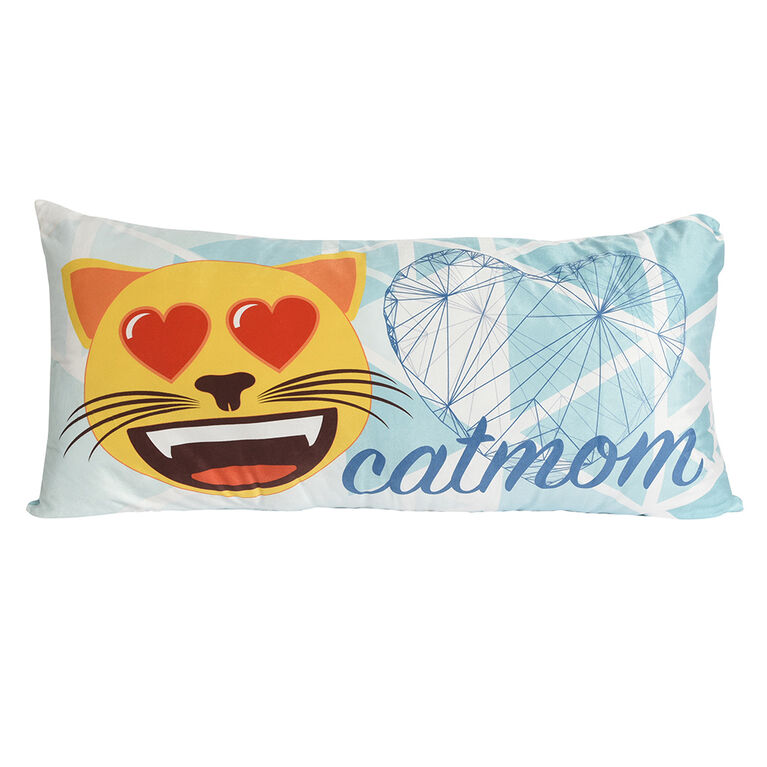 Emoji Plush Body Pillow 18"x36", Cat Mom