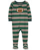 Carter's One Piece Football 100% Snug Fit Cotton Footie Pajamas Green  12M