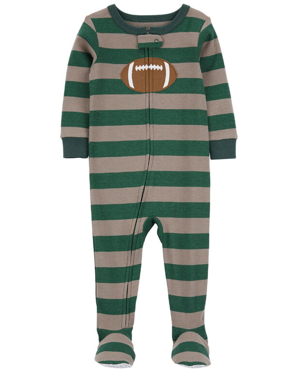 Carter's One Piece Football 100% Snug Fit Cotton Footie Pajamas Green 