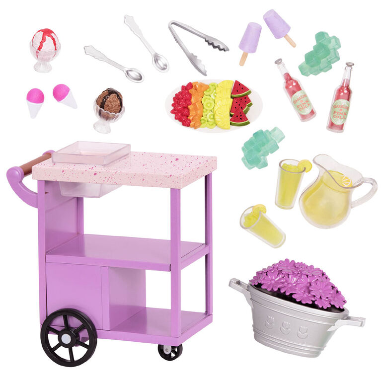 Our Generation, Patio Treats Trolley, Rolling Play Food Cart for 18-inch Dolls