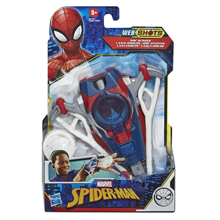 Marvel SpiderMan  Shots Gear Disc Slinger Blaster Toy, Includes 3