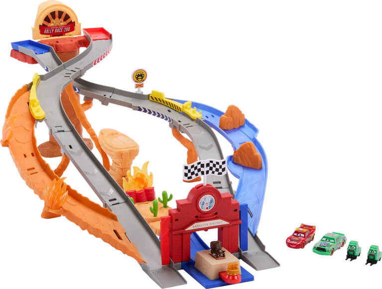 Disney and Pixar Cars Radiator Springs Race & Rescue Rescue Road Raceway Playset with 4 Toy Cars