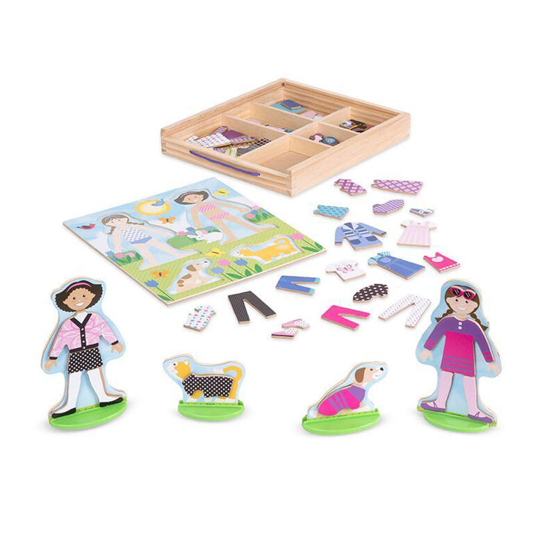 Melissa & Doug Best Friends Magnetic Dress-Up Wooden Dolls Pretend Play Set - English Edition