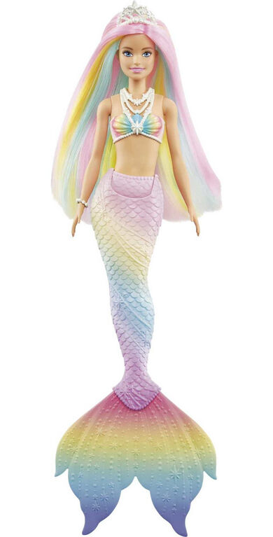 ​Barbie Dreamtopia Rainbow Magic Mermaid Doll with Rainbow Hair and Water-Activated Color Change Feature