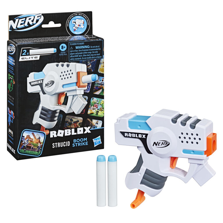 Nerf Roblox Strucid : Boom Strike, blaster à fléchettes, poignée d'amorçage