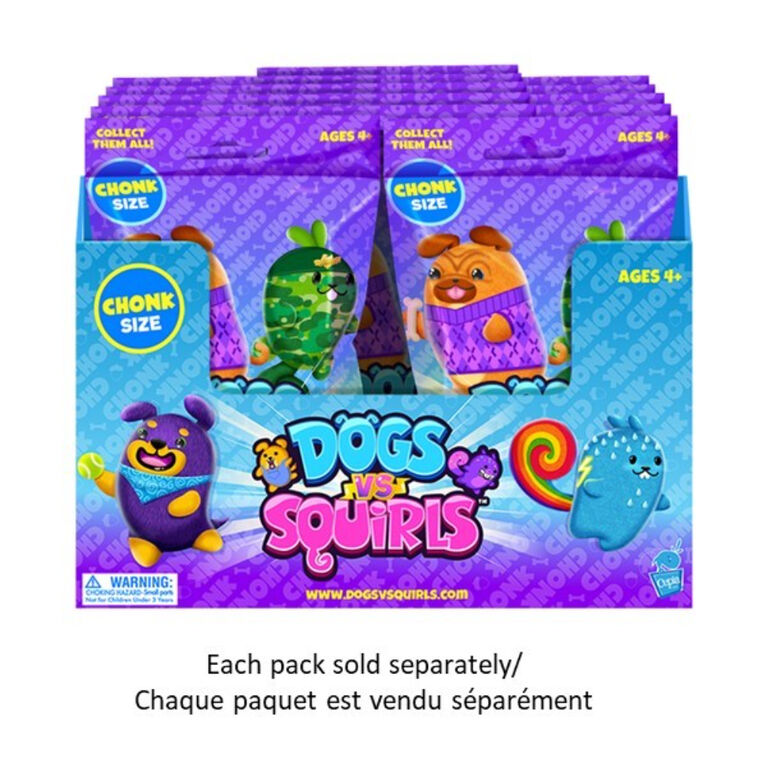 "Dogs Vs. Squirls" (Chien contre écureuils)  -CHONKS! Peluche de 6 pouces.