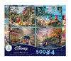 Ceaco Thomas Kinkade Disney 4-in-1 500-Piece Puzzle Multipack (Snow White, Mickey, Pocahontas)