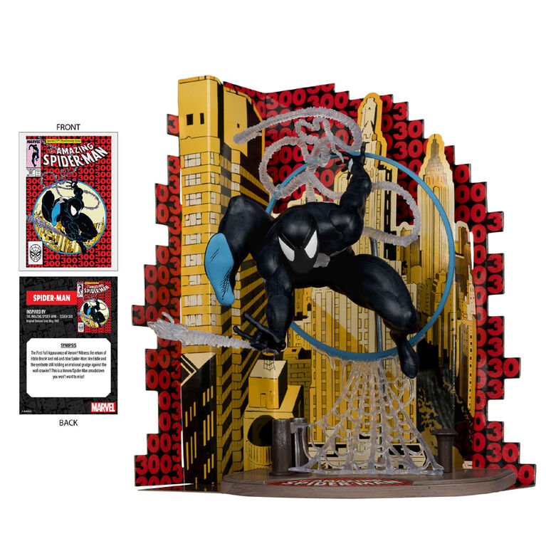 Marvel Spider-Man (Symbiote Suit) 1:6th Scale Collectible with Scene & Comic (Based on The Amazing Spider-Man #300)