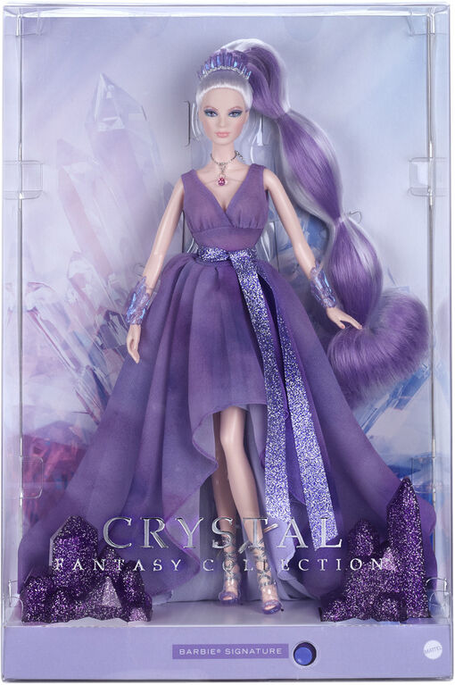 Barbie Crystal Fantasy Collection Amethyst Doll with Genuine Stone Necklace