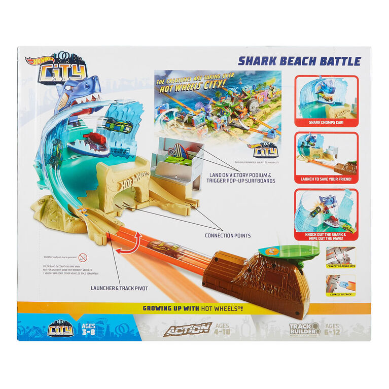 Hot Wheels City Shark Beach Battle Playset