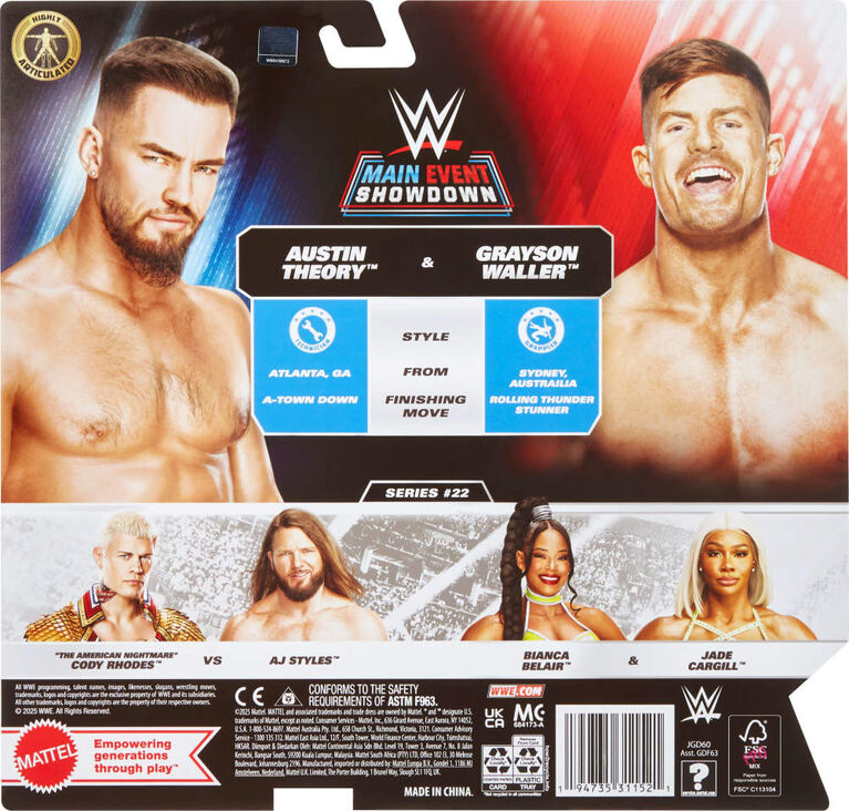 WWE Main Event Showdown Austin Theory & Grayson Waller Action Figures Set